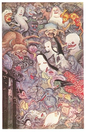 Hyakki Yako, ilustración basada en la pintura de Mitsunobu